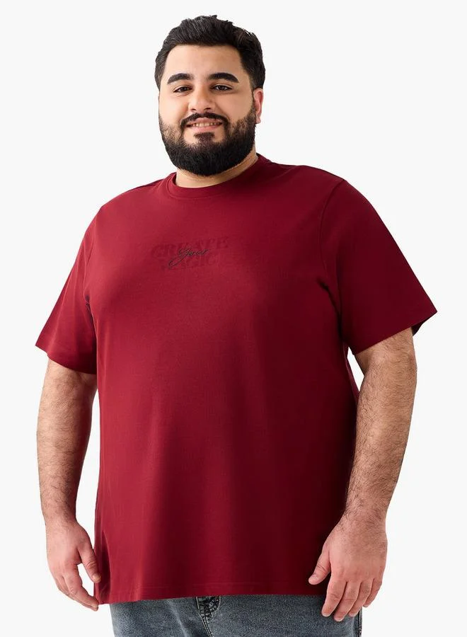 ماكسيم Men Regular Fit Crew Neck Short Sleeves Slogan Print T-shirt